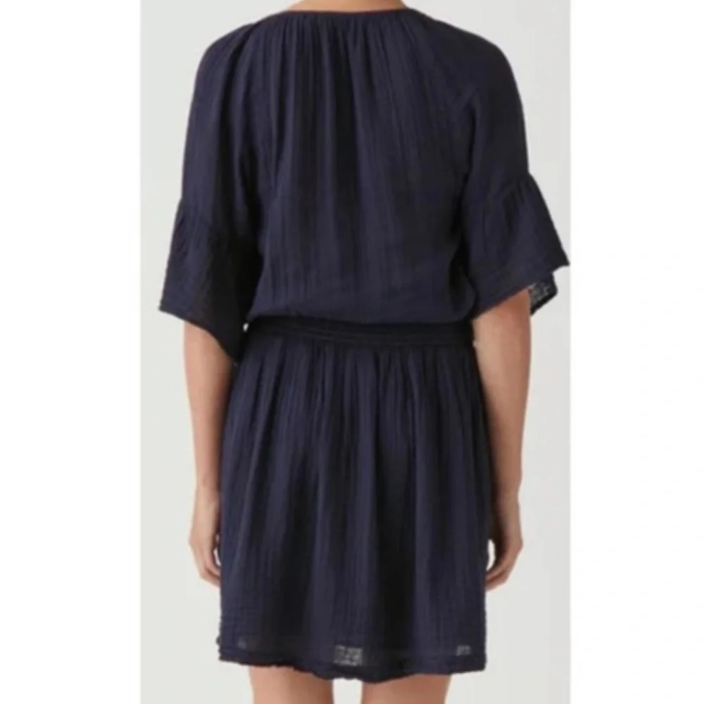 NWOT Michael Stars Navy Katelyn Lined Gauze 100% Cotton V Neck Dress-  Size M - Picture 2 of 8